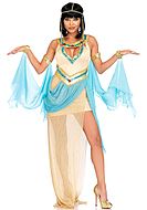 Egyptian queen Cleopatra, costume dress, rhinestones, sequins, pleats, keyhole